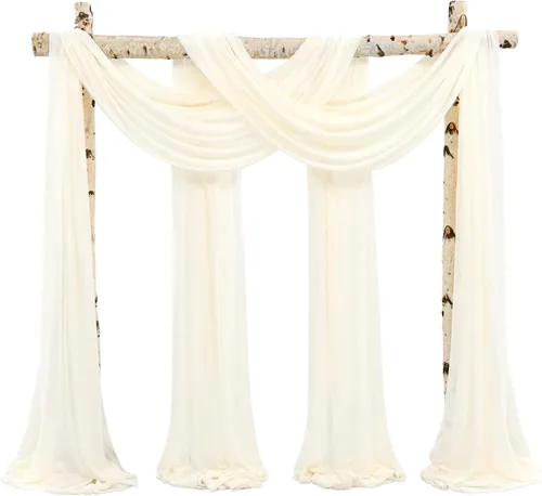 Vista 11 de Tela para Cubrir Arco de Boda, 4 Paneles 71 cm x 6,1 m Telas para Arco de Boda Azul Bebé para Ceremonia, Telas de Gasa para Decoración de Arco
