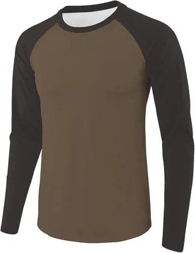Vista 6 de Camiseta de béisbol para hombre, manga larga, cuello redondo, algodón, raglán, casual, dinámica