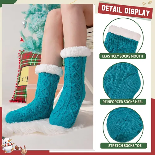 Vista 5 de DoSmart - Calcetines térmicos de invierno para mujer, felpa, cálidos, diseño de copo de nieve