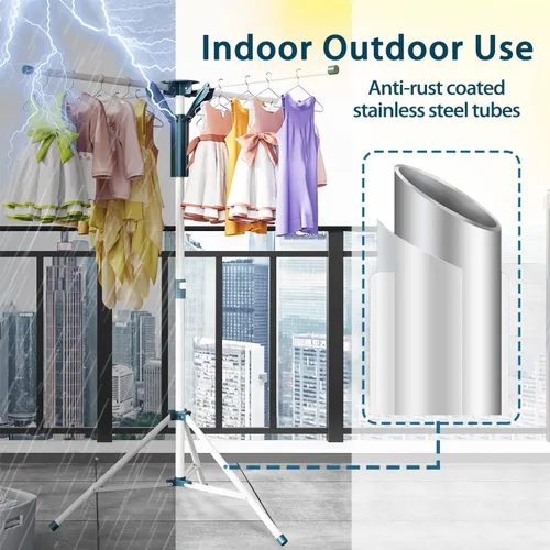 Vista 7 de Trípode Perchero de Secado de Ropa Plegable para Interiores, Perchero de Secado Portátil para Ropa y de Altura Ajustable, Perchero de Secado