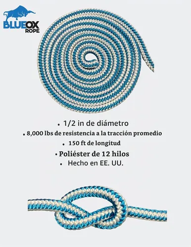 Vista 3 de Blue Ox Rope - Soga para trepar de 12 hilos para arborista, 1/2 pulgada x 150 pies