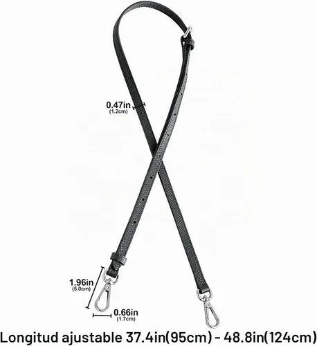 Vista 3 de Jiesinlov Correa de Hombro de Cuero para Bolso de Repuesto, Kit de Conversión Ajustable para Bandolera Compatible con Mini Bolso Antracita