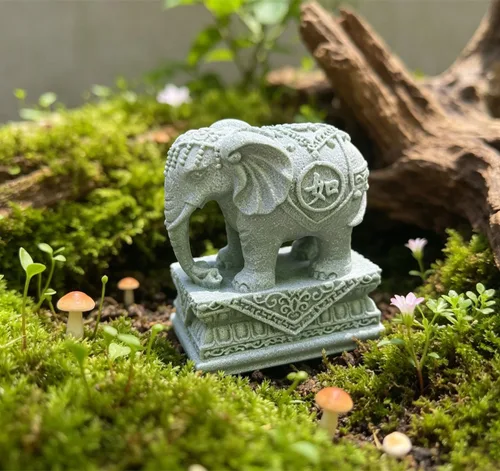 Vista 4 de livelyfish A Pair Elephant Statues Aquarium Decor Elephant Figurines, L1 Home Statues Decor, Fish Tank FengShui Decor, A quarium Decor