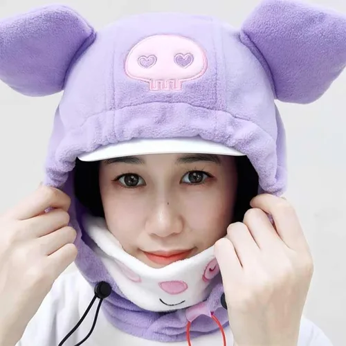 Vista 8 de Lindo animal esquí pasamontañas felpa snowboard máscara invierno deportes nieve accesorios sombrero Kawaii snowboard