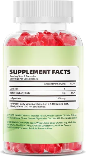 Vista 8 de L - Gomitas de tirosina de 1000 mg para niños y adultos