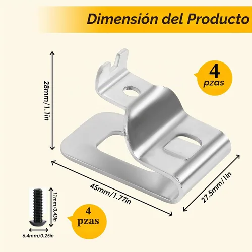 Vista 2 de Pinzas de cinturón de acero inoxidable 304 para Dewalt con tornillos, kit de clips de herramientas de taladro, kit de gancho de repuesto para Dewalt
