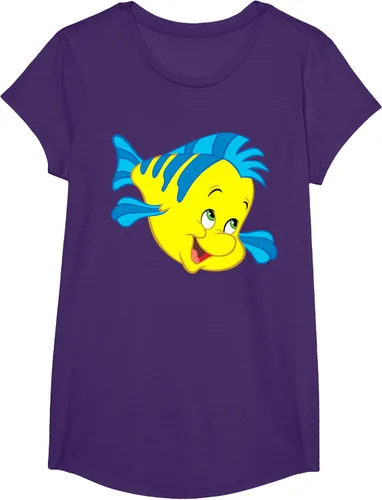 Vista 65 de Disney Camiseta de disfraz de cara grande de la Sirenita Flounder Sidekick