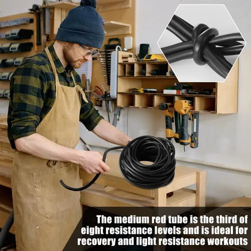 Vista 5 de 1 Rollo Tubos de Resistencia Tubo Elástico de Látex 50ft Bandas de Ejercicio Tubo de Ejercicio para Terapia Física, Pilates de Tren Inferior