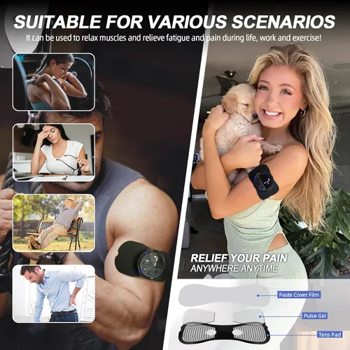 Vista 5 de Unidad TENS Inalámbrica Inteligente Estimulador Muscular Dispositivo TENS y EMS, Máquina Masajeadora Corporal Mini de Tejido Profundo con Pulso