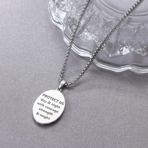 Vista 3 de Odinstone Collar de plata de ley 925 con medalla de San MiguelSan CristóbalSan BenitoCrucifijo de JesúsSan UrielArcángel Rafael para hombres
