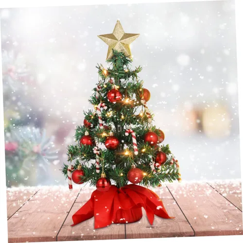 Vista 4 de PRETYZOOM Árbol de Navidad de mesa de 21 pulgadas con 50 luces LED en forma de estrella, árbol de Navidad artificial mini para decoración de fiesta