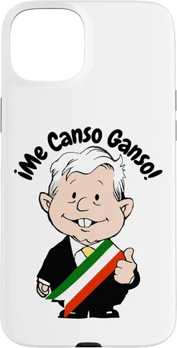 Vista 9 de Carcasa para iPhone 16 AMLO Amlito Me Canso Ganso Divertida y linda caricatura mexicana Muñeco