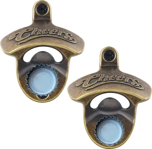 Vista 6 de Magnetic Beer Bottle Cap Opener Wall Mounted Stainless Silver Aged Silver