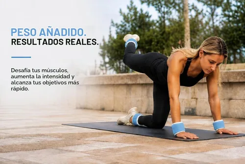 Vista 4 de Ankle Weights & Wrist Weights Set 1-10 lb & Adjustable for Women, Men, Kids Azul bebé
