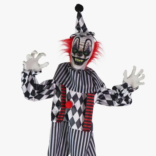 Vista 11 de Haunted Hill Farm Payaso parlante en el escenario Animatronic de Halloween