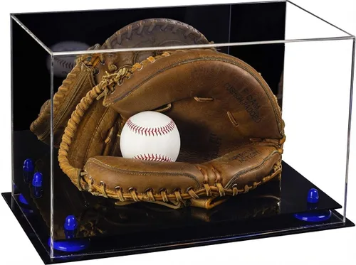 Vista 66 de Better Display Cases Vitrina de guantes de béisbol de acrílico transparente con elevadores negros (A011/V16)