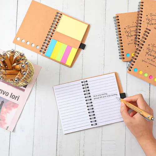 Vista 5 de Chuangdi 20 juegos de regalos de fin de año para profesores, cuaderno inspirador con bloc de notas adhesivas, bolígrafo de bambú, regalos