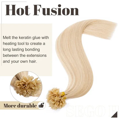 Vista 240 de SEGO Extensiones de cabello humano con micro cuentas, extensiones de cabello humano con micro bucle, lacio, natural, fusión fría, 1.76 oz/paquete