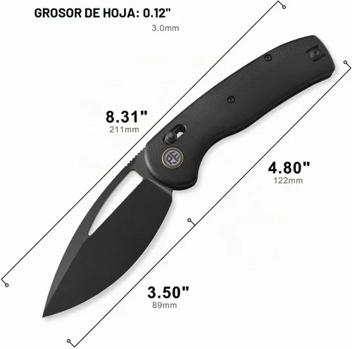 Vista 3 de Petrified fish PFP13 Viper Cuchillo Plegable, Hoja de Acero K110 Negro Lavado a la Piedra de 3.5", Mango G10 Cuchillo de Bolsillo para Camping EDC
