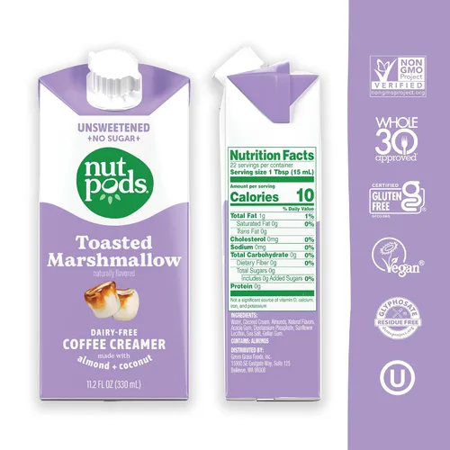 Vista 2 de nutpods Crema de café sin azúcar de malvavisco tostado, sin azúcar, paquete