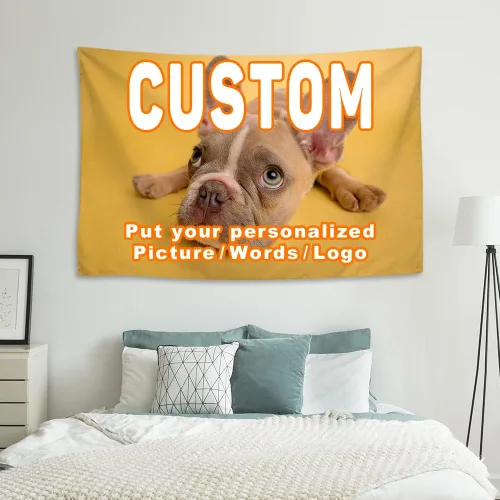 Vista 21 de KafePross Tapiz personalizado para colgar en la pared, 30 x 30 pulgadas, personaliza tu imagen, texto, dormitorio, pancarta para dormitorio