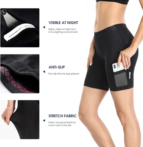 Vista 4 de Santic Camiseta de ciclismo de manga corta para mujer, con cremallera completa, con 3 bolsillos, transpirable, de secado rápido