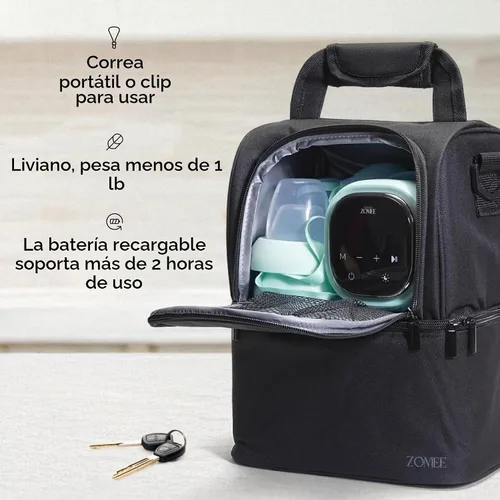 Vista 3 de Zomee Z2 Extractor de leche eléctrico doble – con expresión, masaje y modos de 2 fases - Extractor de leche recargable, portátil y manos libres