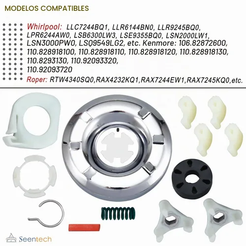 Vista 3 de Kit de acoplamiento de motor resistente 285753A, kit de embrague de lavadora 285785, perro agitador de lavadora 80040 de Seentech - Compatible