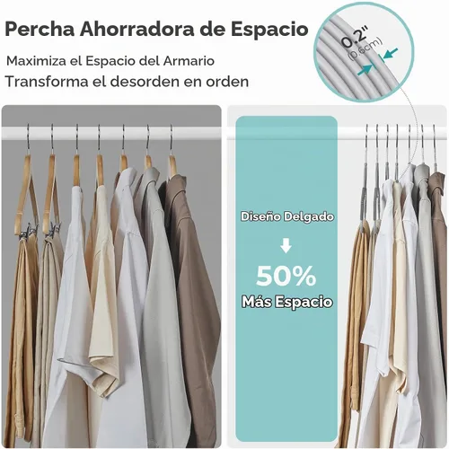 Vista 5 de HOUSE DAY - Perchas de plástico de calidad, paquete de 30 unidades, perchas antideslizantes de plástico gris, perchas ultra delgadas con gancho Gris