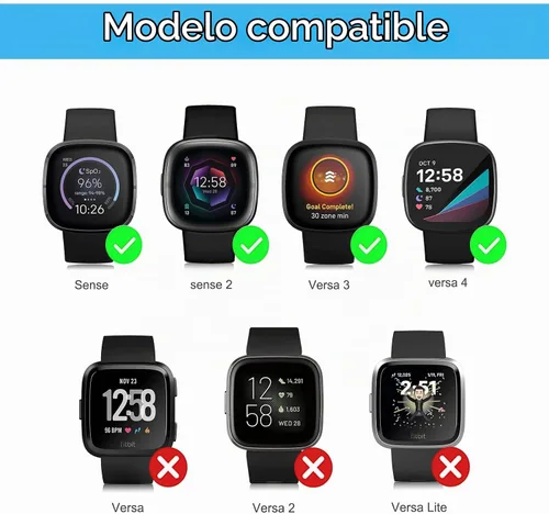 Vista 2 de FINTIE Leather Bands Compatible with Fitbit Versa 4 3 / Sense 2 1 Negro