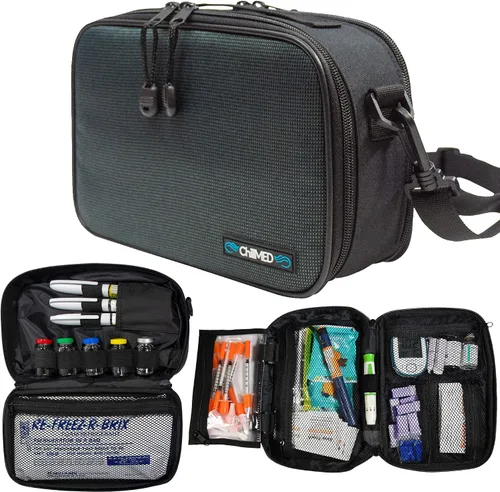 Vista 9 de ChillMed® Elite - Estuche de viaje semanal para diabéticos, bolígrafo de insulina y medidor de glucosa organizador con bolsa de hielo reutilizable