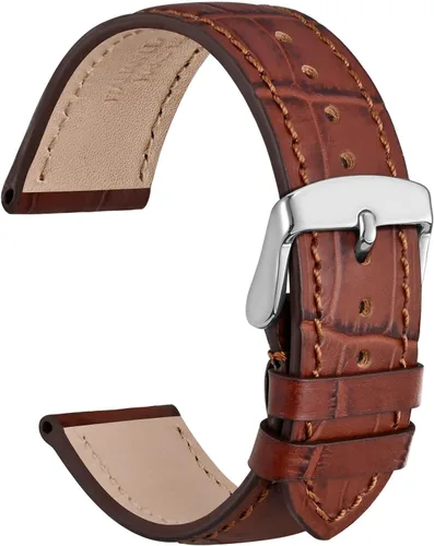 Vista 38 de WOCCI - Correas para reloj de cuero italiano, grano de cocodrilo en relieve, elige color y ancho 14 mm 18 mm 19 mm 20 mm 21 mm 22 mm, Negro
