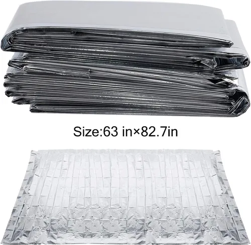 Vista 2 de winemana Paquete de 6 películas grandes de Mylar reflectantes plateadas, 83 x 63 pulgadas, alta reflectancia, mantiene el calor, 100% segura