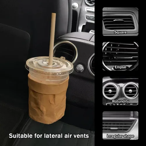 Vista 2 de OLizee® Bolsa de papel kraft impermeable para coche, organizador de ventilación de aire, bolsa de almacenamiento universal para gafas de sol