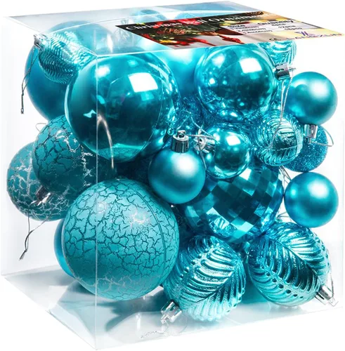 Vista 3 de LANGXUN 36 piezas de esferas de decoración de árbol de Navidad azul ácido, bolas de Navidad, decoración de Navidad 2025, adornos de Navidad