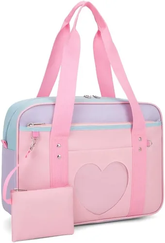 Vista 8 de Bolso japonés con ventana en forma de corazón versátil como bolso de hombro para computadora portátil