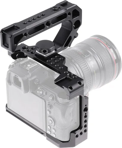 Vista 10 de Hersmay Jaula R5 R6 con mango superior, jaula de cámara de aleación de aluminio para cámaras Canon EOS R5 R6 sin espejo, Vlogging Video Shooting