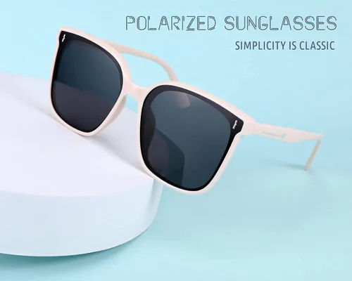 Vista 5 de FEISEDY Gafas de sol polarizadas vintage de gran tamaño para mujer, cuadradas, lindas, modernas, clásicas, simples, B2758