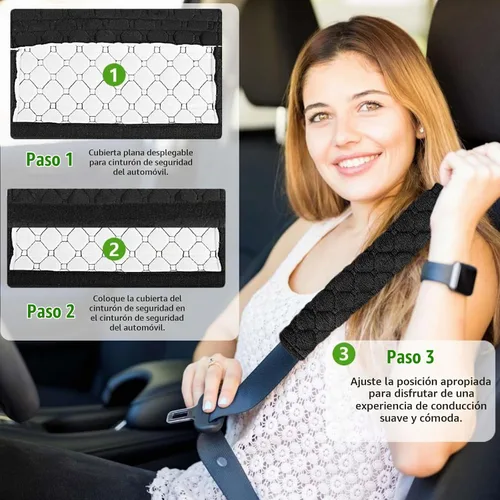 Vista 4 de Paquete de 5 fundas suaves para cinturón de seguridad de automóvil, cómodas almohadillas para cinturón de seguridad de automóvil, protección de Negro