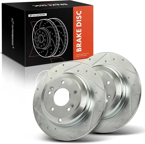 Vista 10 de A-Premium Rotores de freno de disco delanteros perforados y ranurados de 12.6 pulgadas (12.598 in) compatibles con los modelos Hyundai Genesis Coupe
