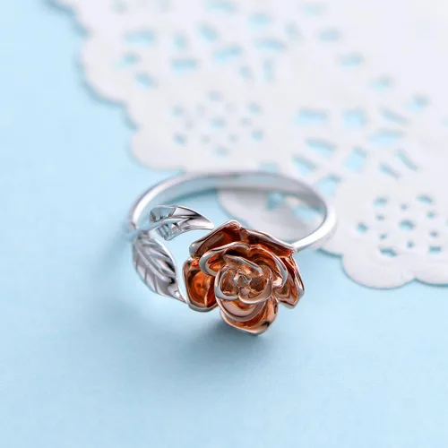 Vista 3 de Anillos abiertos ajustables de plata de ley S925, anillo de rosa para mujeres y adolescentes