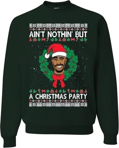 Vista 24 de wild custom apparel Suéter feo de Navidad a la moda más reciente de la colección 3 sudadera de cuello redondo Negro
