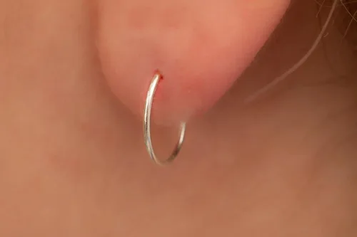 Vista 119 de Aretes de aro de oro de plata – Aretes de aro para mujer, dos piezas de aros de plata fina rellenos de oro, aro de hélice, anillo de tragus, aro