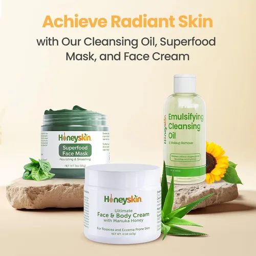 Vista 7 de Honeyskin Bálsamo limpiador de miel, removedor de maquillaje de cara y ojos para piel sensible, limpiador facial hidratante y bálsamo de fusión