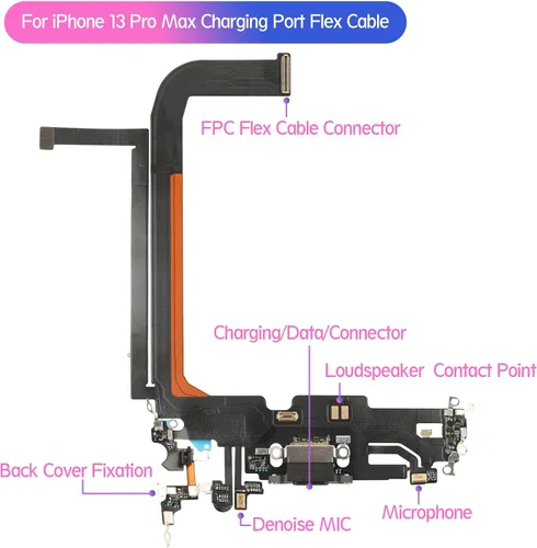 Vista 7 de Conector de muelle para iPhone 13 Pro Max Puerto de carga Flex Cable Reemplazo para iPhone 13 Pro Max Cargador USB Dock Board Conector