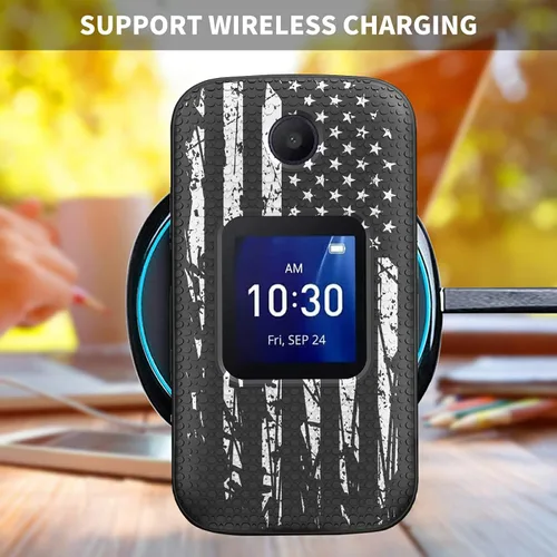 Vista 6 de Alcatel Go Flip 4 - Funda con protector de pantalla de vidrio templado, soporte antideslizante, a prueba de golpes, elegante funda de policarbonato