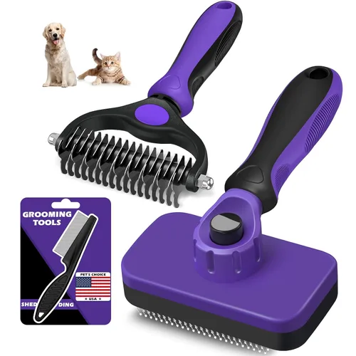 Vista 12 de Cepillo profesional de limpieza automática y rastrillo de aseo de mascotas y peine de pulgas para perros, gatos y caballos Peine de Negro