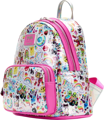 Vista 2 de Loungefly Mini mochila iridiscente AOP Lisa Frank, Multi colorido, Mini mochila