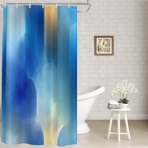 Vista 44 de Batmerry Maritime Nautical Hookless Shower Curtain with Snap in Liner Set, Anchors Ship Wheel Bath Curtain Magnetic Hem Quick-Drying Waterproof
