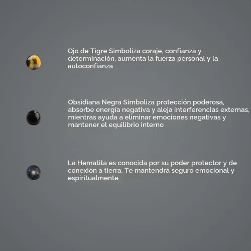 Vista 5 de GAVU Collar de Cuentas para Hombre, Collar de Cristal de Triple Protección para Hombres 10 mm